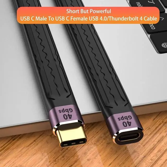 Alt view image 5 of 6 - USB C Extension Cable(0.4Ft), Short USB-C Male to Female Flexible Cable Support Thunderbolt 4/3,USB4, PD 100W,8K/4K Video,40Gbps Date Transfer for External SSD, EGPU, Docking,MacBook,Phone