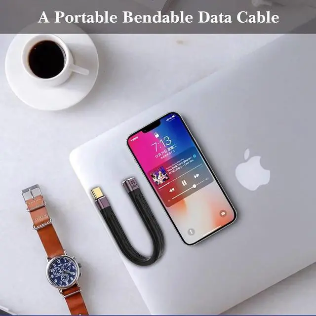 Alt view image 3 of 6 - USB C Extension Cable(0.4Ft), Short USB-C Male to Female Flexible Cable Support Thunderbolt 4/3,USB4, PD 100W,8K/4K Video,40Gbps Date Transfer for External SSD, EGPU, Docking,MacBook,Phone