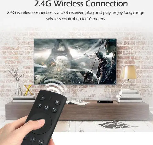 Alt view image 3 of 6 - Aomoproing 2.4GHz Fly Air Mouse Wireless Remote Control w/ Voice Control 6-axis Motion Sensing IR Learning with USB Receiver for TV Box