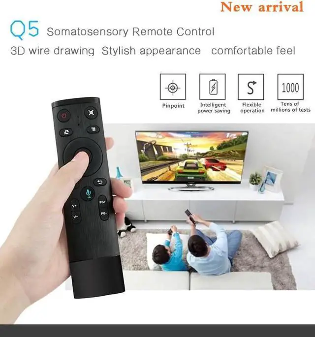 Alt view image 6 of 6 - Aomoproing Q5 Voice control air mouse with voice microphone 2.4G wireless Q5 remote control For Smart tv/Android Box/PC NO IR Function