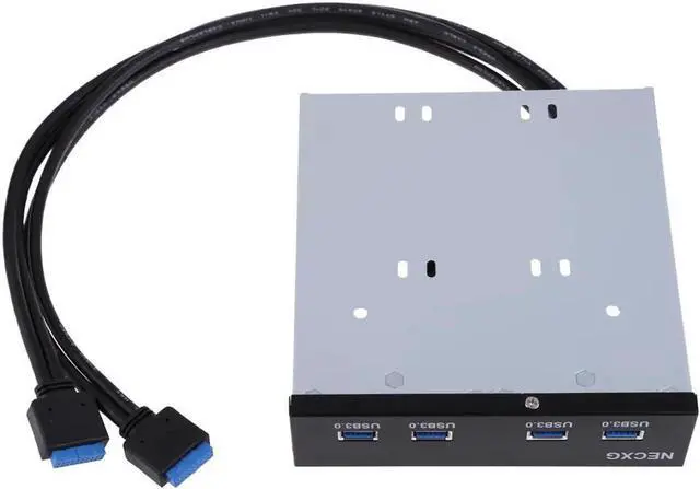 Alt view image 3 of 6 - External 5.25" Drive Bay USB 3.0 Front Panel Floppy Disk Bay 4 Ports usb charger Bracket with 60cm cable USB HUB splitter