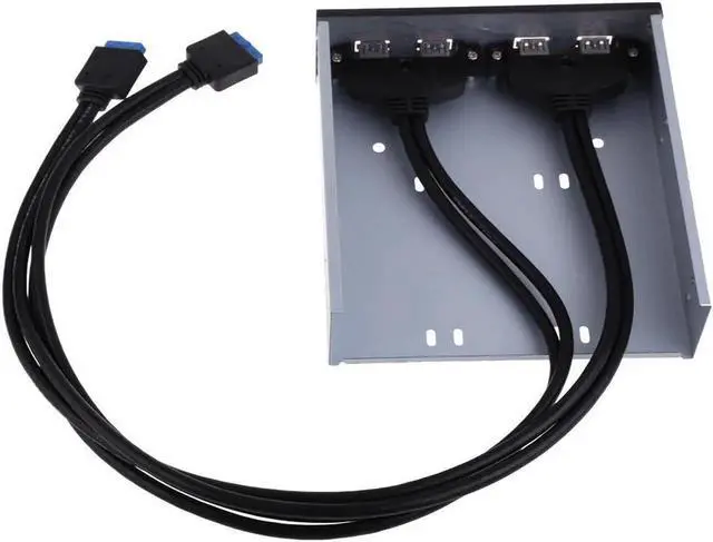 Alt view image 4 of 6 - External 5.25" Drive Bay USB 3.0 Front Panel Floppy Disk Bay 4 Ports usb charger Bracket with 60cm cable USB HUB splitter