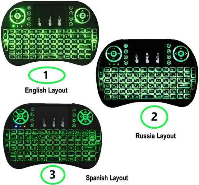 Alt view image 3 of 6 - Aomoproing Tikigogo Russian English Spanish Backlit i8 Backlight Wireless mini keyboard air mouse remote control for Android Smart TV Box