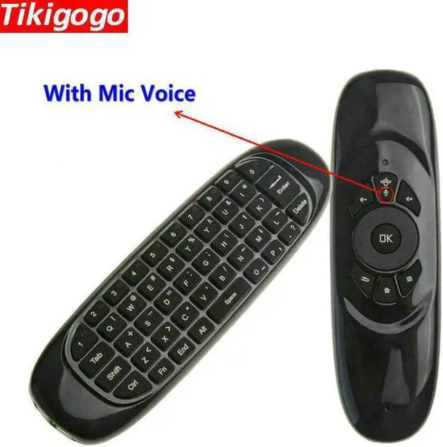 Alt view image 5 of 6 - Aomoproing Tikigogo C120 Backlight Mic Microphone Voice 2.4G air mouse Wireless remote control mini Keyboard for Android Smart TV Box