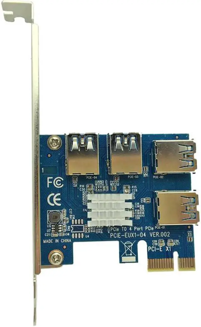 Alt view image 6 of 6 - 4 Slots PCI-E 1 to 4 PCI Express 16X Slot External Riser Card Adapter Board PCIE Multiplier Card for BTC Miner