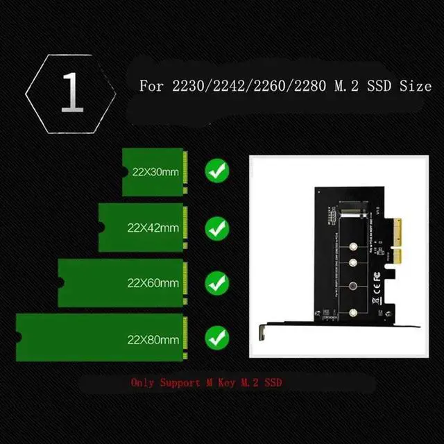 Alt view image 3 of 4 - PCI-Express PCI-E 3.0 X4 to M.2 NGFF M Key Slot Converter Adapter Card M2 Nvme PCIE SSD Riser Card for Desktop Support 2230