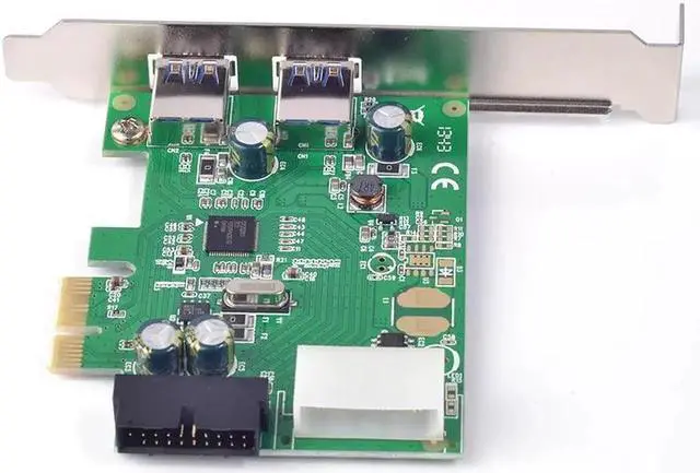Alt view image 4 of 6 - 4 Ports USB3.0 PCI-E PCIe Card ( 2-External port + Dual Port Internal USB 3.0 Connector ) Renesas NEC Chip 4pin power supply