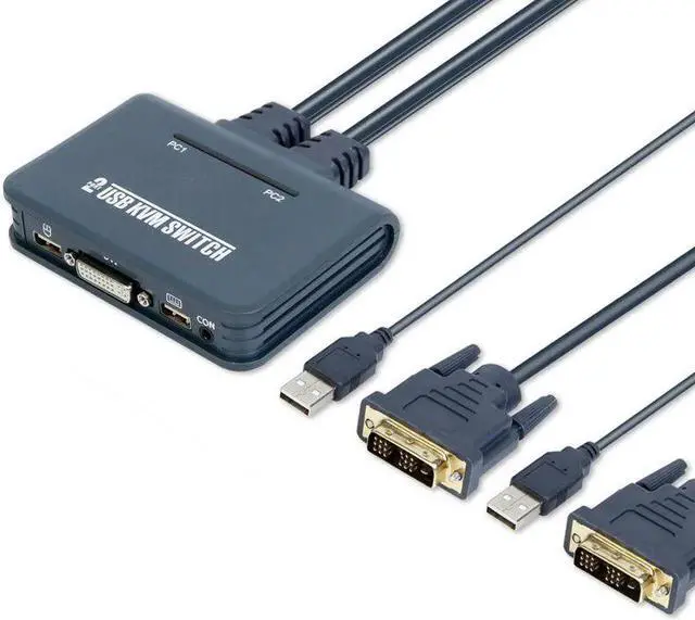 Alt view image 5 of 6 - USB 2.0 DVI KVM Switch Converter Control 2 Computers From A Single Console Two PC Share One Set of Keyboard Mouse and 1 Monitor