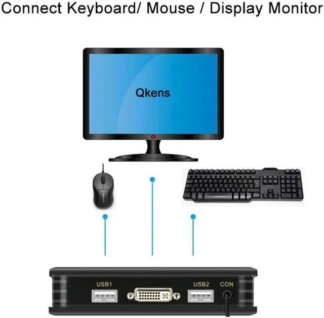 Alt view image 6 of 6 - USB 2.0 DVI KVM Switch Converter Control 2 Computers From A Single Console Two PC Share One Set of Keyboard Mouse and 1 Monitor