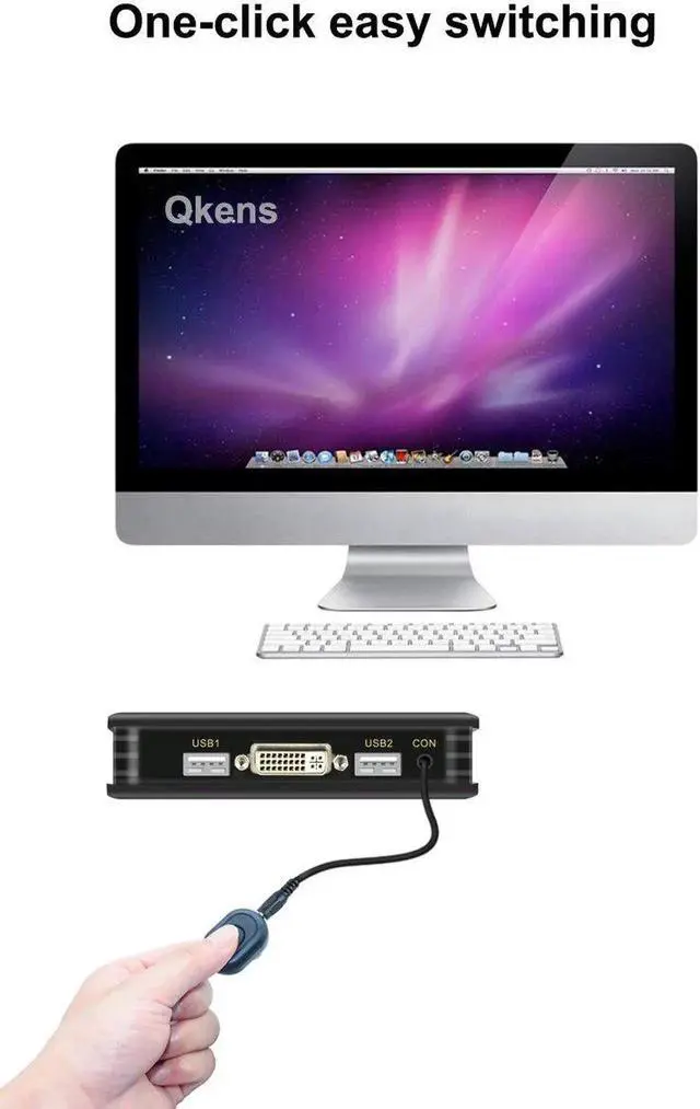Alt view image 3 of 6 - USB 2.0 DVI KVM Switch Converter Control 2 Computers From A Single Console Two PC Share One Set of Keyboard Mouse and 1 Monitor