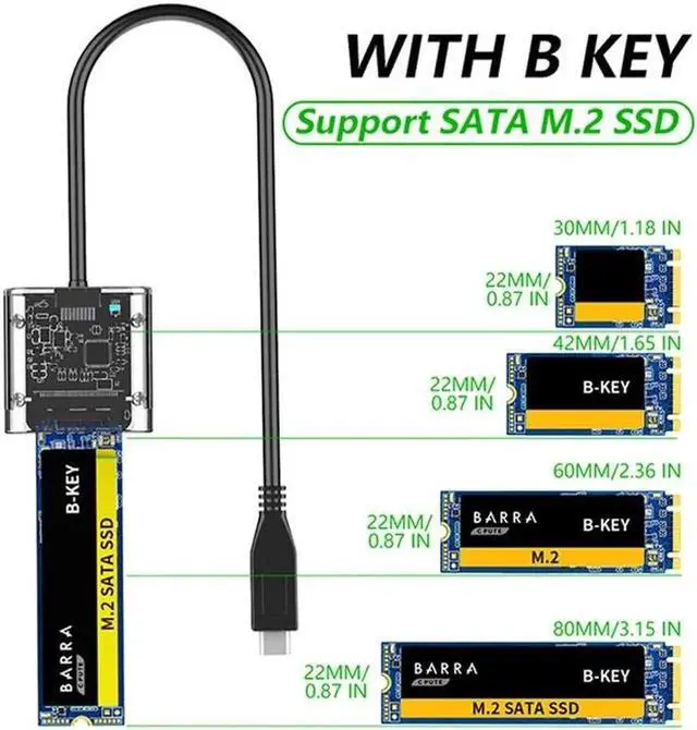 Alt view image 3 of 4 - M2 SSD Box SATA Box M.2 To Type-C SSD Adapter For NGFF SATA M/B Key SSD Disk Box Transparent Hard Disk Box