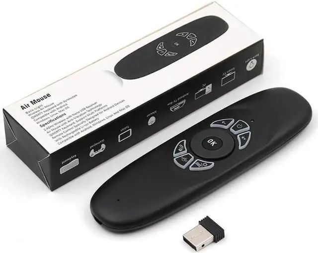 Alt view image 4 of 6 - Aomoproing Fly air mouse Wireless Backlit Keyboard G64 Rechargeable 2.4G RGB C120 3 color Backlight Smart Remote control for Android Tv Box