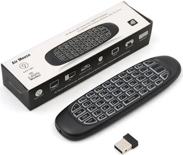 Alt view image 5 of 6 - Aomoproing Fly air mouse Wireless Backlit Keyboard G64 Rechargeable 2.4G RGB C120 3 color Backlight Smart Remote control for Android Tv Box