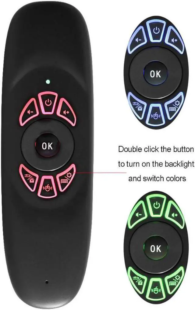 Alt view image 6 of 6 - Aomoproing Fly air mouse Wireless Backlit Keyboard G64 Rechargeable 2.4G RGB C120 3 color Backlight Smart Remote control for Android Tv Box