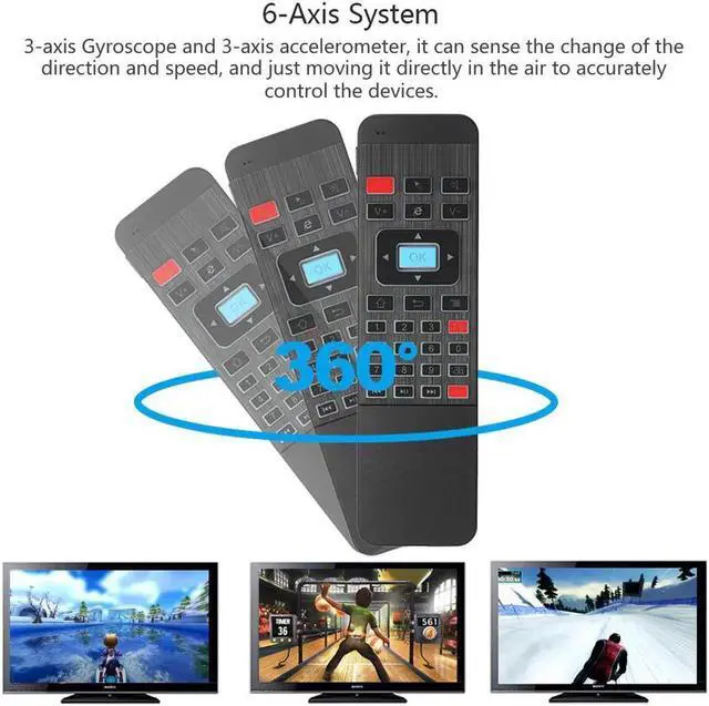 Alt view image 6 of 6 - Aomoproing 2.4G Backlight Air Mouse Wireless Keyboard 6-Axis Sensor Remote Control IR Learning for Smart TV Android TV Box