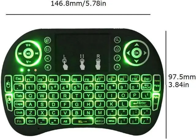 Alt view image 6 of 6 - Aomoproing Air mouse backlit mini keyboard i8 Touchpad & battery russian spanish arabic Portuguese Remote control for computer TV BOX H96