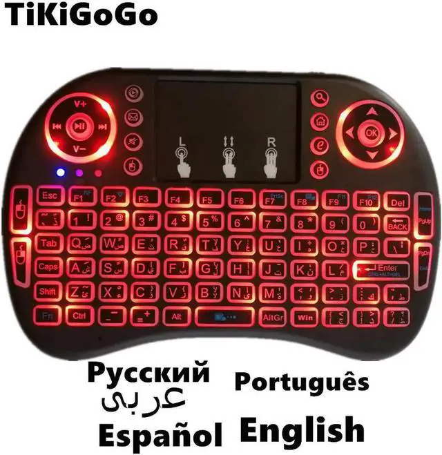 Main image of Aomoproing Air mouse backlit mini keyboard i8 Touchpad & battery russian spanish arabic Portuguese Remote control for computer TV BOX H96