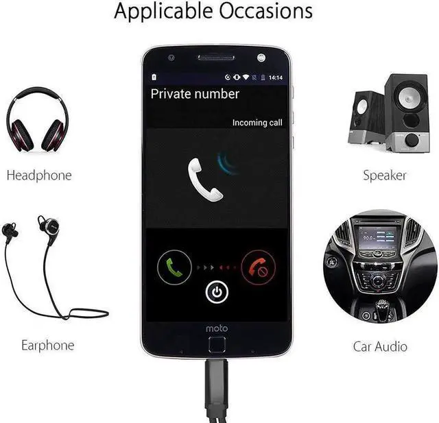 Alt view image 7 of 7 - USB Type C To 3.5mm Headphone Jack Adapter 2 In 1 Type c Aux Audio for Samsung A8 A9 Huawei Nova 4 Mate 20 Pro Oneplus 7Pro