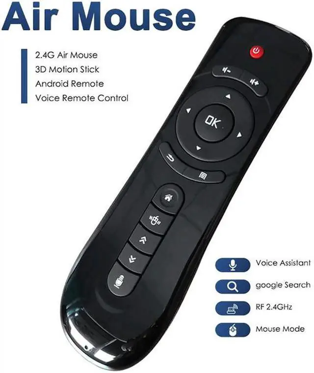 Alt view image 6 of 6 - Aomoproing 2018 T2 2.4G Air Mouse with 6-Axis Gyroscope+G-sensor & Voice Assistant function Remote Control for Smart TV/Android Box/PC