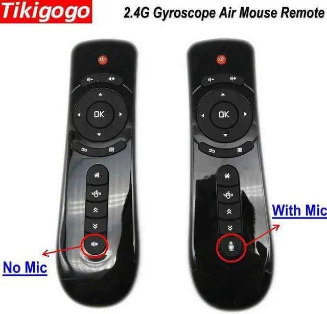 Alt view image 2 of 6 - Aomoproing Tikigogo 2.4G T2 Gyroscope Fly Air Mouse Microphone Mic for Google Asistant Voice Search for Android Smart TV Box Remote Control