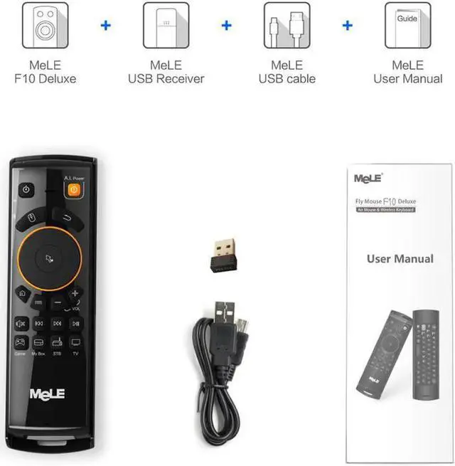Alt view image 4 of 6 - Aomoproing Mele F10 Deluxe Fly Air Mouse 2.4GHz Wireless Keyboard Remote Control with IR Learning Function For Smart Android Tv Box Mini Pc