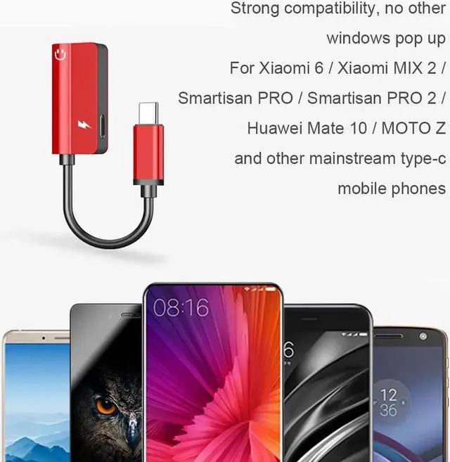Alt view image 4 of 6 - Headphone Adapter Charge For Oneplus 7 Pro Huawei Xiaomi USB C Jack Dongle Type C 3.5mm Aux Audio Splitter Cable Charging