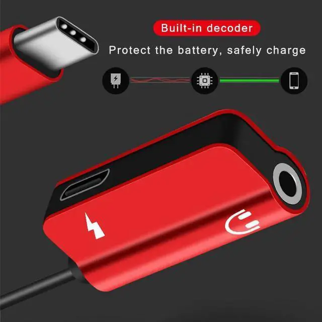 Alt view image 6 of 6 - Headphone Adapter Charge For Oneplus 7 Pro Huawei Xiaomi USB C Jack Dongle Type C 3.5mm Aux Audio Splitter Cable Charging
