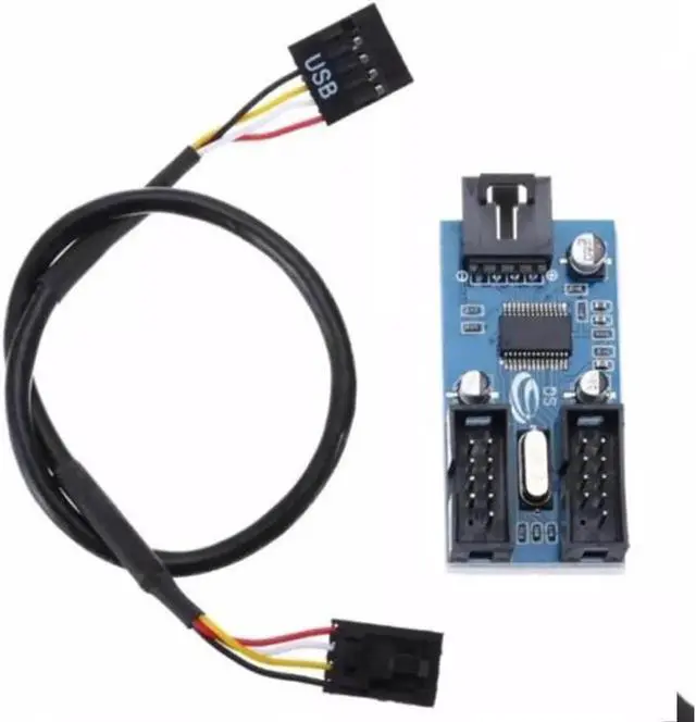 Alt view image 5 of 6 - 9Pin Connector Port Multiplier Splitter Accessories Interface 1 To 2 Easy Use Motherboard USB Adapter Extension Cable Gadget