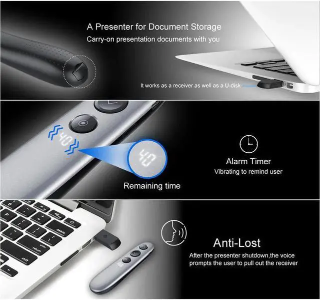 Alt view image 5 of 6 - Aomoproing AVATTO Built-in TF Card Digital Laser Wireless Presenter with Air Mouse, PPT Presentation Remote Clicker for Teaching,Meeting