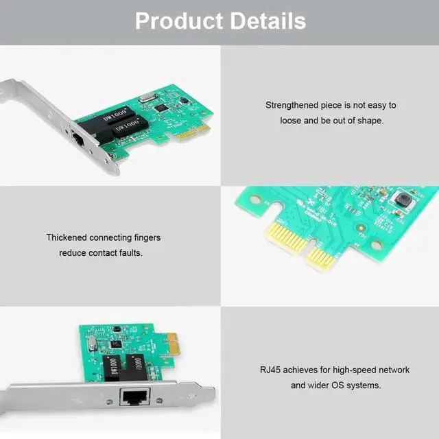 Alt view image 6 of 6 - PCI-E Express Network Card Hard Drive PCI Express Converter LAN Adapter Gigabit Ethernet 1000M for PC Computer Laptop Notebook