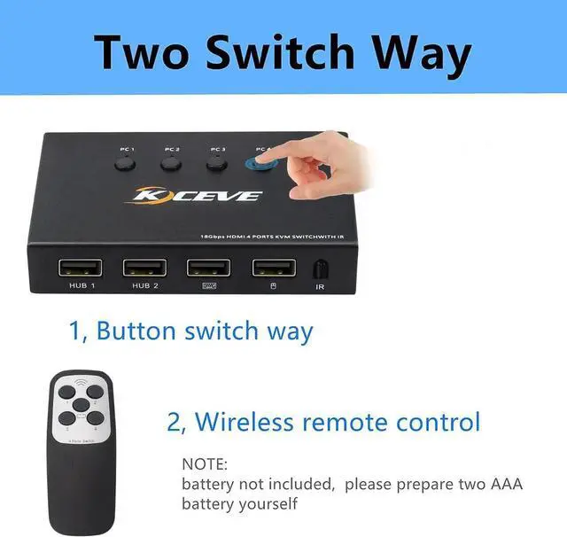 Alt view image 5 of 6 - Switch HDMI 4 Port Box 4K@60Hz,MLEEDA USB and HDMI Switch for 4 Computers Share Keyboard Mouse Printer and one HD Monitor