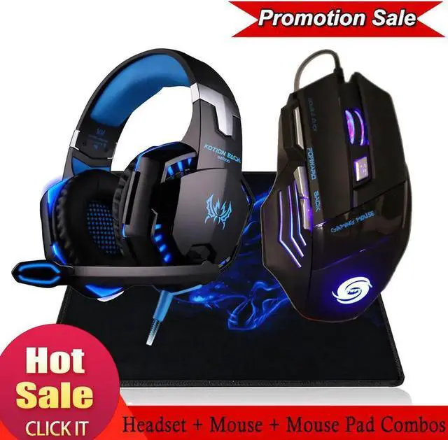 Alt view image 6 of 6 - Aomoproing Professional 3200 DPI 7 Button 7D LED USB Wired Gaming Mouse Mice+Over-ear Gamer Headphone Headset Earphone with Mic Stereo Bass