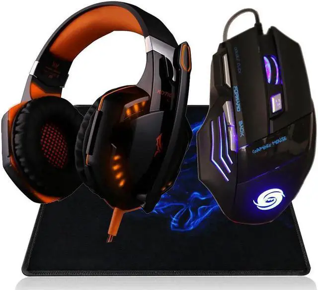 Alt view image 2 of 6 - Aomoproing Professional 3200 DPI 7 Button 7D LED USB Wired Gaming Mouse Mice+Over-ear Gamer Headphone Headset Earphone with Mic Stereo Bass