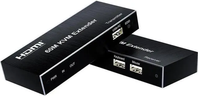 Alt view image 5 of 6 - USB KVM Extender RJ45 HDMI Extender 60M Via Ethernet Cat5e Cat6 Cable for PS4 PS5 Xbox DVD Switch Player PC Laptop To TV Monitor
