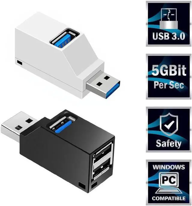 Alt view image 2 of 6 - USB Hub 3.0 Mini USB Splitter 3 Ports USB 3.0 Hub 5Gbps Multi USB Port 3.0 2.0 for PC Laptop MacBook Phone