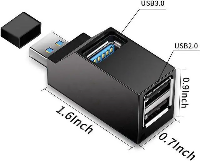 Alt view image 4 of 6 - USB Hub 3.0 Mini USB Splitter 3 Ports USB 3.0 Hub 5Gbps Multi USB Port 3.0 2.0 for PC Laptop MacBook Phone