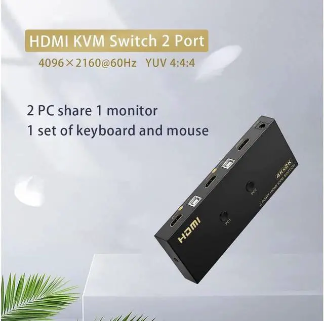 Alt view image 6 of 7 - Aomoproing KVM Switch HDMI 2 Port 4K @60Hz, 2x1 HDMI KVM Switch for 2 Computers Sharing 1 Monitor and 3 USB Devices, with Extension Control Switch and 2 USB Cable & 2 HDMI Cable