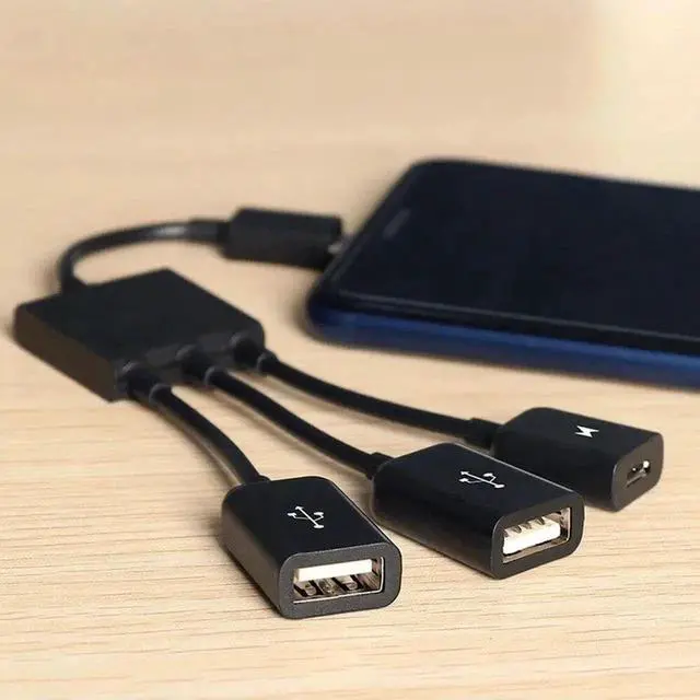 Alt view image 2 of 7 - Micro USB to 2 OTG Dual Port HUB Cable Y Splitter Micro USB Adapter Converter for Tablet Android Mouse Keyboard