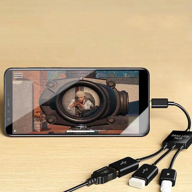 Alt view image 4 of 7 - Micro USB to 2 OTG Dual Port HUB Cable Y Splitter Micro USB Adapter Converter for Tablet Android Mouse Keyboard