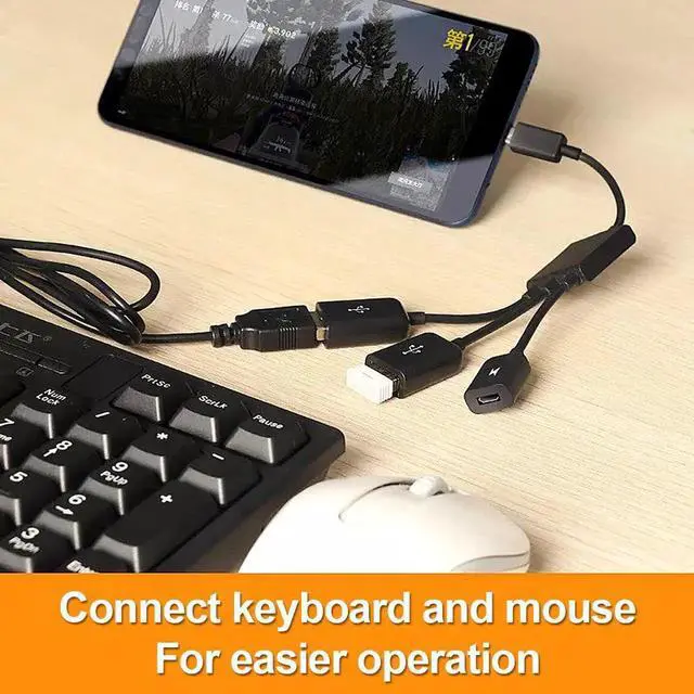 Alt view image 3 of 7 - Micro USB to 2 OTG Dual Port HUB Cable Y Splitter Micro USB Adapter Converter for Tablet Android Mouse Keyboard
