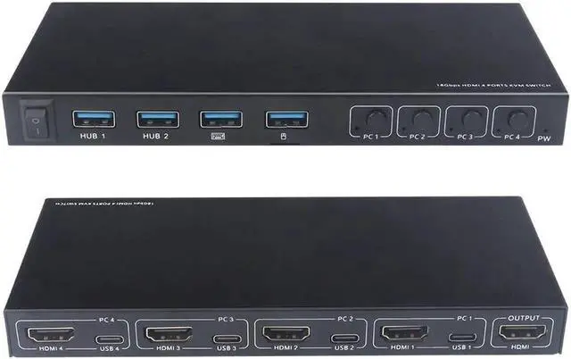 Alt view image 5 of 6 - 4K Video Display USB KVM Switch Box 2/4 Port Type C HDMI-compatible KVM Switcher Splitter Box For Sharing Printer Keyboard Mouse