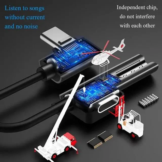Alt view image 3 of 6 - 3 in 1 Type C Audio Cable Adapter Type C to 3.5mm Jack Earphone Charger USB C Splitter For Xiaomi Mi6 Charging Calling Listening