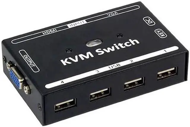 Alt view image 3 of 6 - KVM Switch 2 in 1 out VGA HDMI sharer computer host monitor share USB keyboard mouse printer