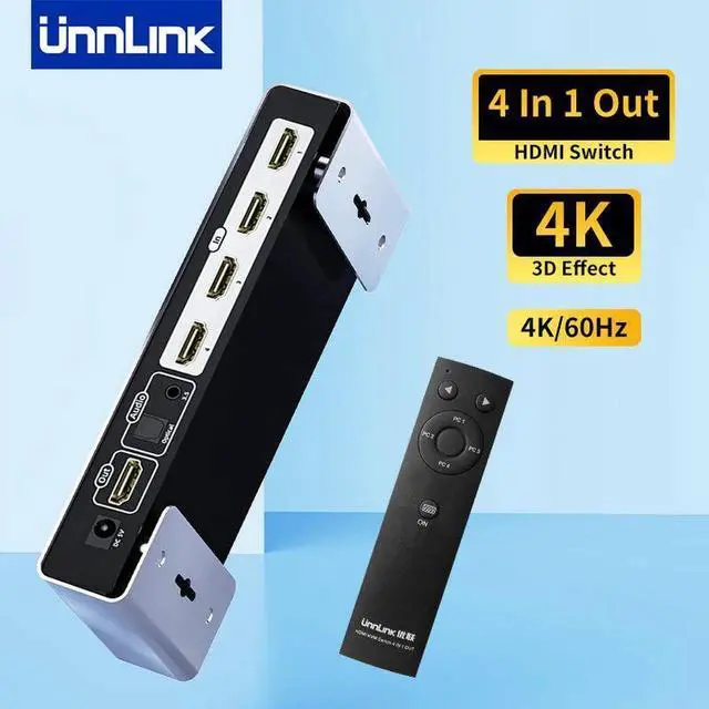 Main image of HDMI Switch 4x1 UHD 4K@60Hz HDR HDCP2.2 3D with Optical 3.5mm Audio for Xbox One S/X PS4 PS3 LED TV Mi Box3