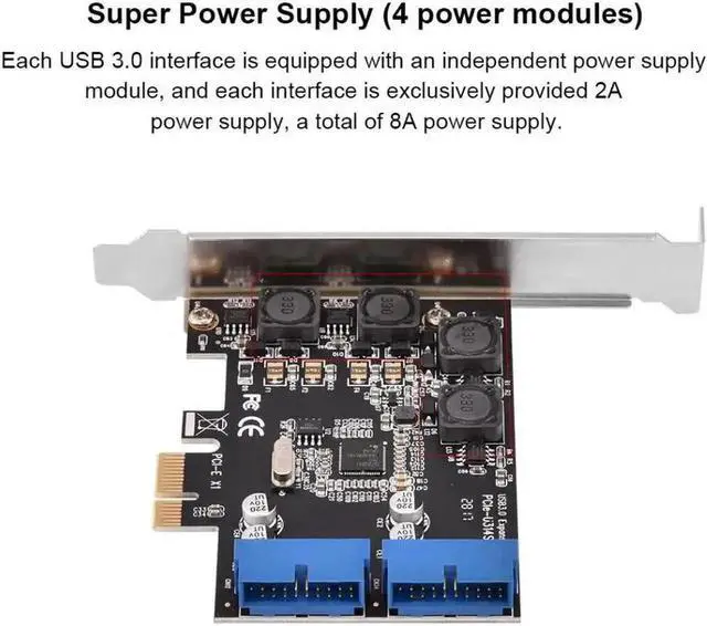 Alt view image 3 of 6 - Add On Cards PCI-E PCI-Express to Internal 2 Port 19Pin Header USB 3.0 Card Adapter with Low Profile
