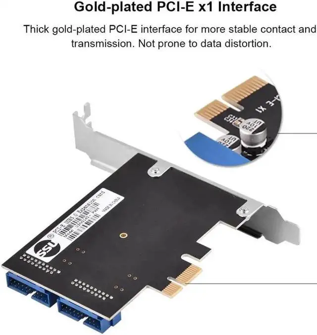 Alt view image 5 of 6 - Add On Cards PCI-E PCI-Express to Internal 2 Port 19Pin Header USB 3.0 Card Adapter with Low Profile