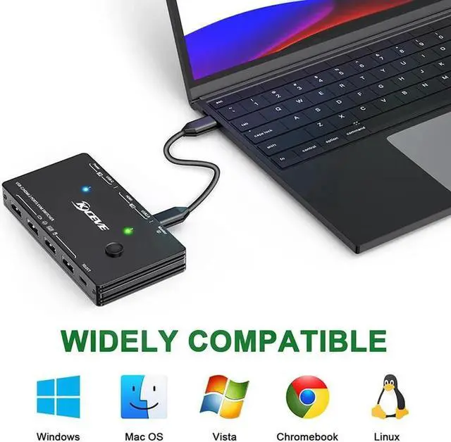 Alt view image 6 of 6 - 2 In 1 Out 4k@60Hz USB-C/HDMI KVM switcher Game switch Plug and Play Control 2 Computer to Share Keyboard Mouse Monitor USB Hub
