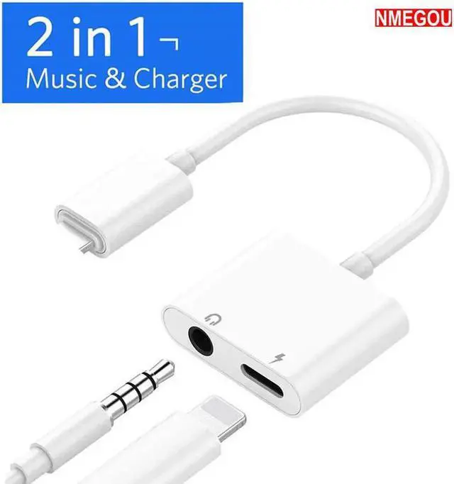 Main image of 2 In 1 Earphone Charger Splitter Adapter for Apple IPhone X 10 7 8 9 Plus 3.5mm Headphone Charging 3.5 Jack Aux Cable Converter