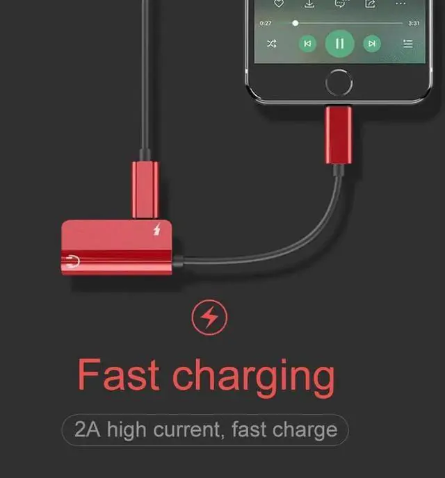 Alt view image 3 of 6 - Headphone Adapter For iPhone 7 8 Plus X XR XS MAX Dongle Aux Earphones Splitter Adaptor Converter 2in1 Jack Audio Charger