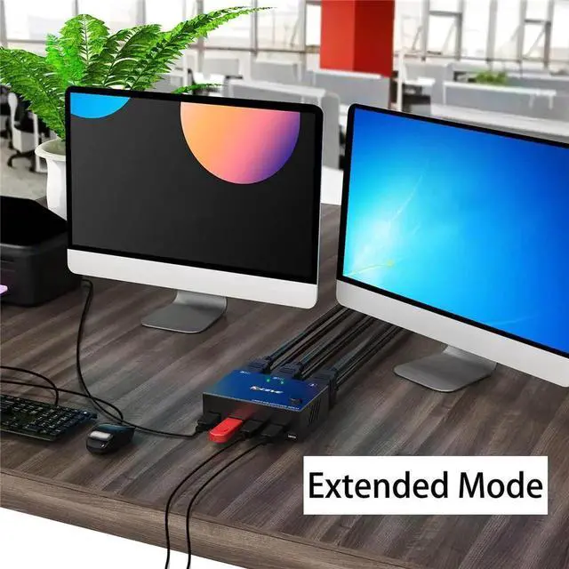 Alt view image 3 of 6 - 30Hz KVM 2 In 2 Out Dual Monitor Switcher Controls 2 Computers Laptop Monitors Dual Input Display No Driver Required New